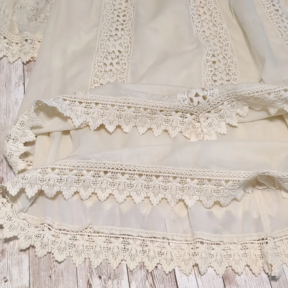 Free People Cream Lace Boho Bell Sleeve Dress